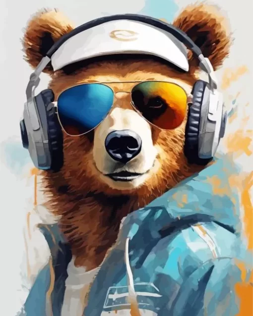 Bear With Headphones Diamond Painting