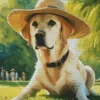 Blonde Labrador Wearing Hat Diamond Painting