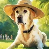 Blonde Labrador Wearing Hat Diamond Painting