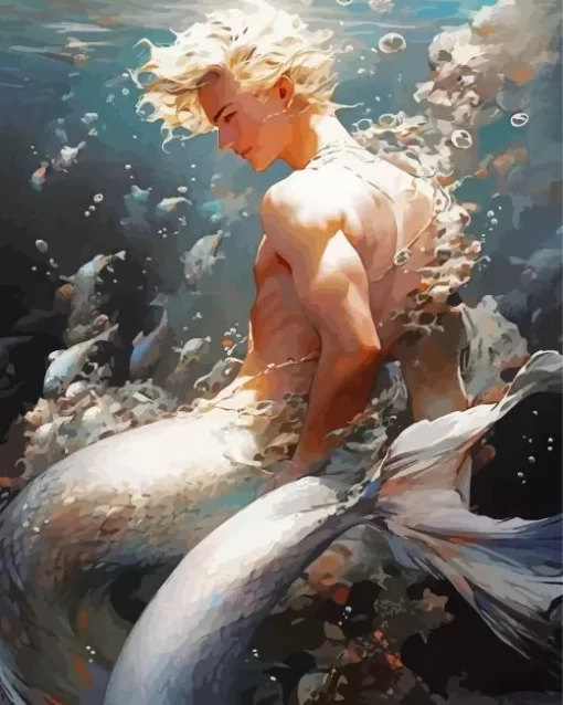 Blonde Merman Diamond Painting