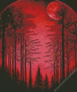 Blood Moon Forest Diamond Painting