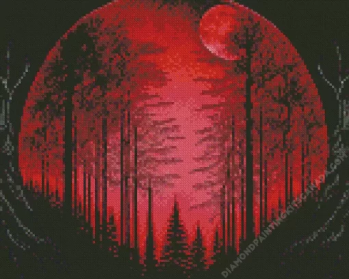 Blood Moon Forest Diamond Painting