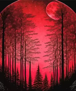 Blood Moon Forest Diamond Painting