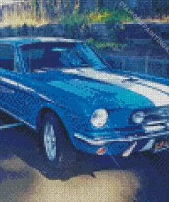 Blue 60s Mustang Diamond Painting