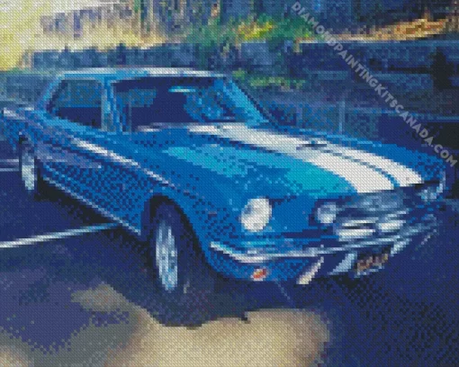 Blue 60s Mustang Diamond Painting