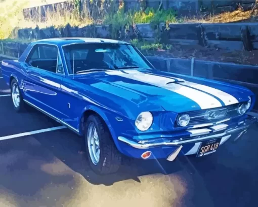 Blue 60s Mustang Diamond Painting