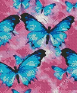 Blue And Black Butterflies Diamond Painting