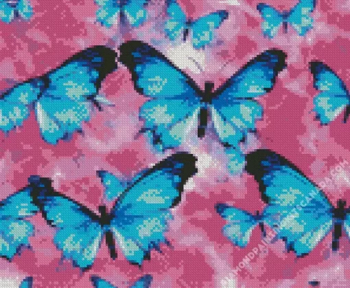 Blue And Black Butterflies Diamond Painting