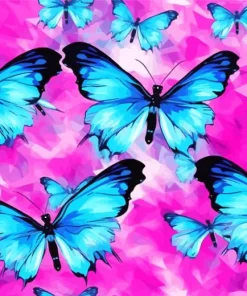 Blue And Black Butterflies Diamond Painting