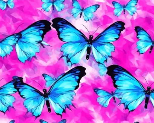 Blue And Black Butterflies Diamond Painting