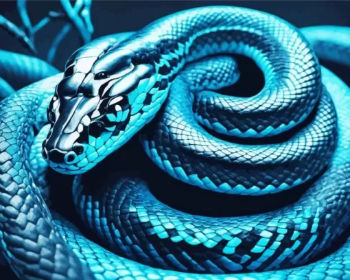 Blue And Black Snake Diamond Painting