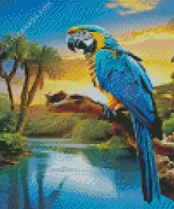 Blue And Gold Macaw Bird Diamond Painting