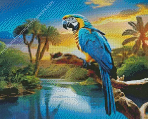 Blue And Gold Macaw Bird Diamond Painting