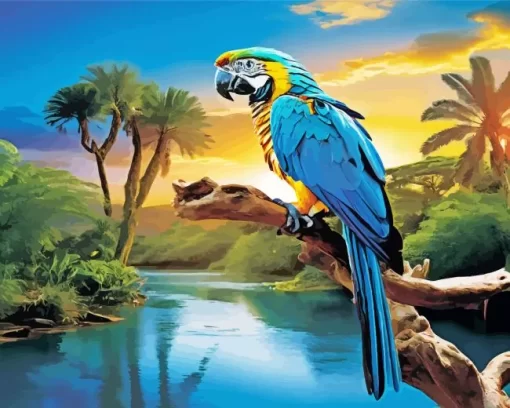 Blue And Gold Macaw Bird Diamond Painting