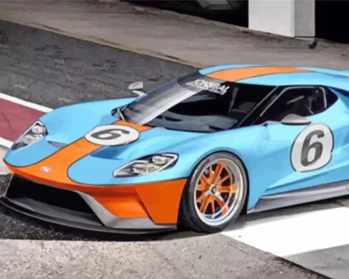 Blue And Orange GT40 Race Car Diamond Painting