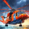 Blue And Orange Helicopter Diamond Painting