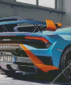 Blue And Orange Lamborghini Diamond Painting