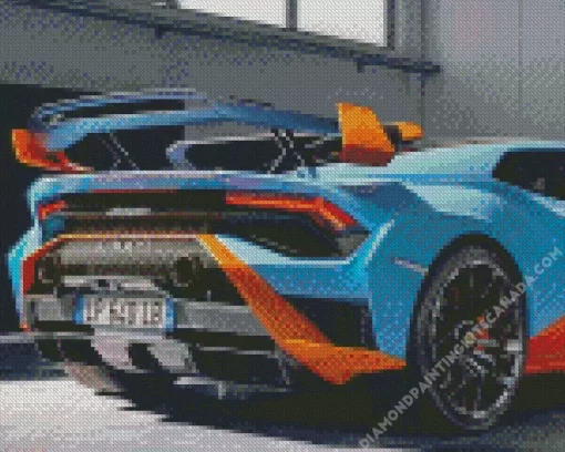 Blue And Orange Lamborghini Diamond Painting