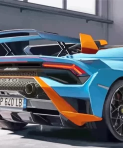 Blue And Orange Lamborghini Diamond Painting