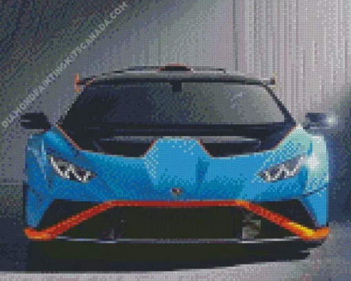 Blue And Orange Lamborghini Sport Car Diamond Painting