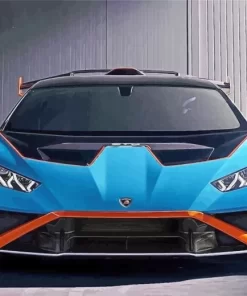 Blue And Orange Lamborghini Sport Car Diamond Painting