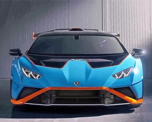 Blue And Orange Lamborghini Sport Car Diamond Painting