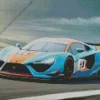 Blue And Orange Race Car Diamond Painting