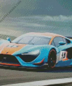 Blue And Orange Race Car Diamond Painting