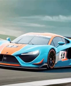 Blue And Orange Race Car Diamond Painting