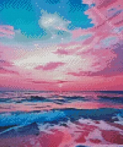 Blue And Pink Seascape Diamond Painting