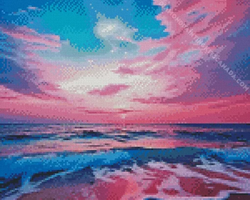 Blue And Pink Seascape Diamond Painting