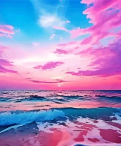 Blue And Pink Seascape Diamond Painting