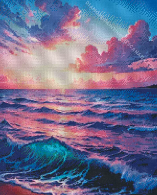 Blue And Pink Sunset Diamond Painting