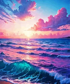 Blue And Pink Sunset Diamond Painting