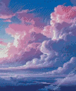 Blue And Pink Sunset Sky Diamond Painting