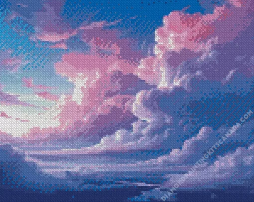 Blue And Pink Sunset Sky Diamond Painting