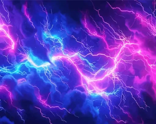 Blue And Purple Lightning Diamond Painting