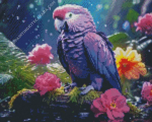 Blue And Purple Parrot Diamond Painting