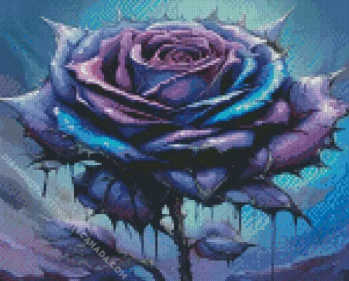 Blue And Purple Rose Diamond Painting