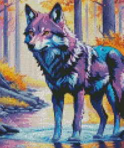 Blue And Purple Wolf Diamond Painting