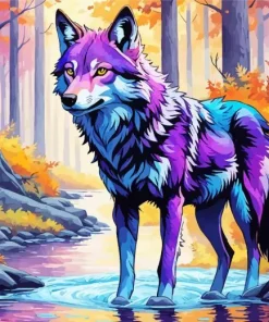 Blue And Purple Wolf Diamond Painting