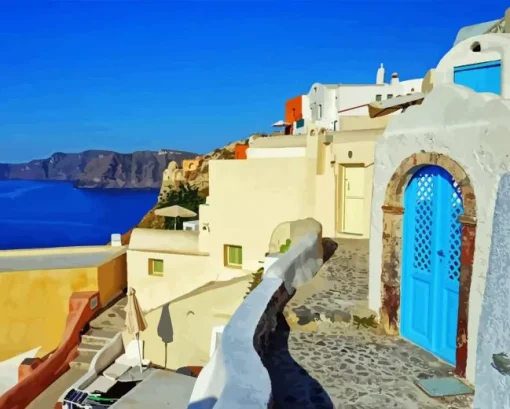 Blue Door Greece Diamond Painting