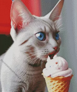 Cat Eating Ice Cream Diamond Painting