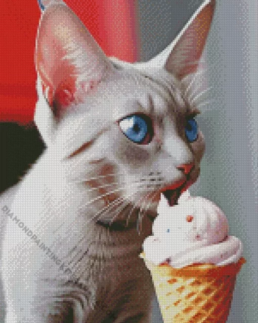 Cat Eating Ice Cream Diamond Painting