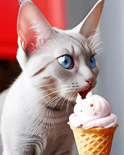 Cat Eating Ice Cream Diamond Painting