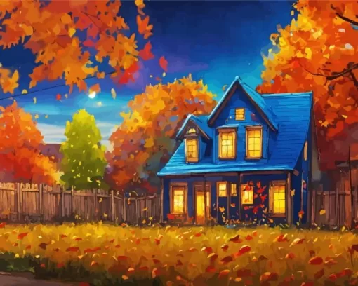 Cool Fall Farmhouse Art Diamond Painting