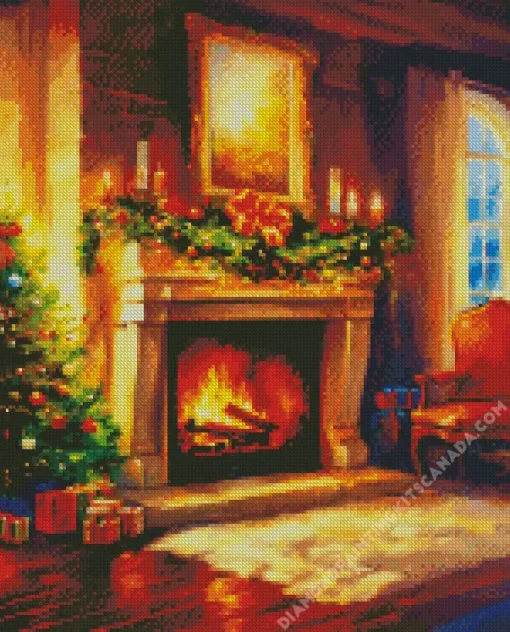 Cool Fireplace Romantic Art Diamond Painting