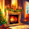 Cool Fireplace Romantic Art Diamond Painting