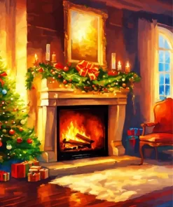 Cool Fireplace Romantic Art Diamond Painting