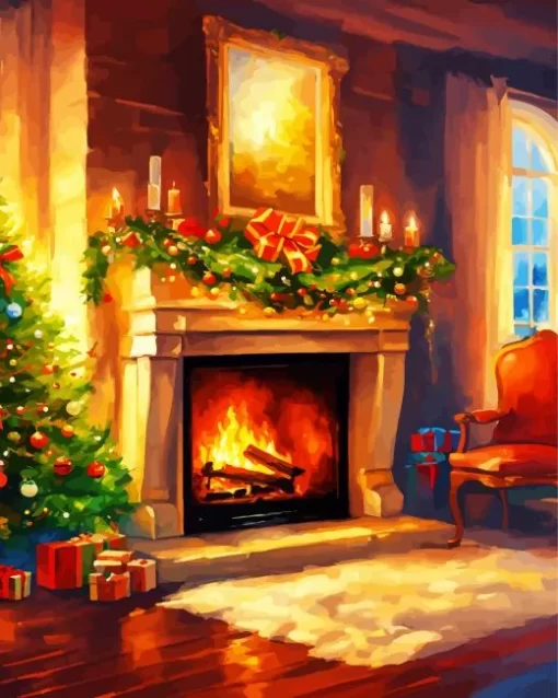 Cool Fireplace Romantic Art Diamond Painting